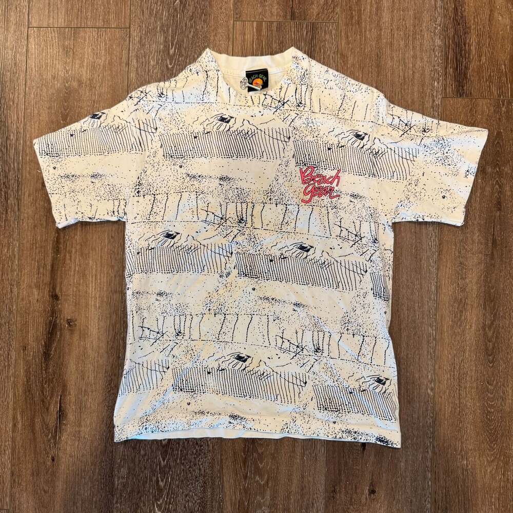 vintage 90s beach gear surf aop tee